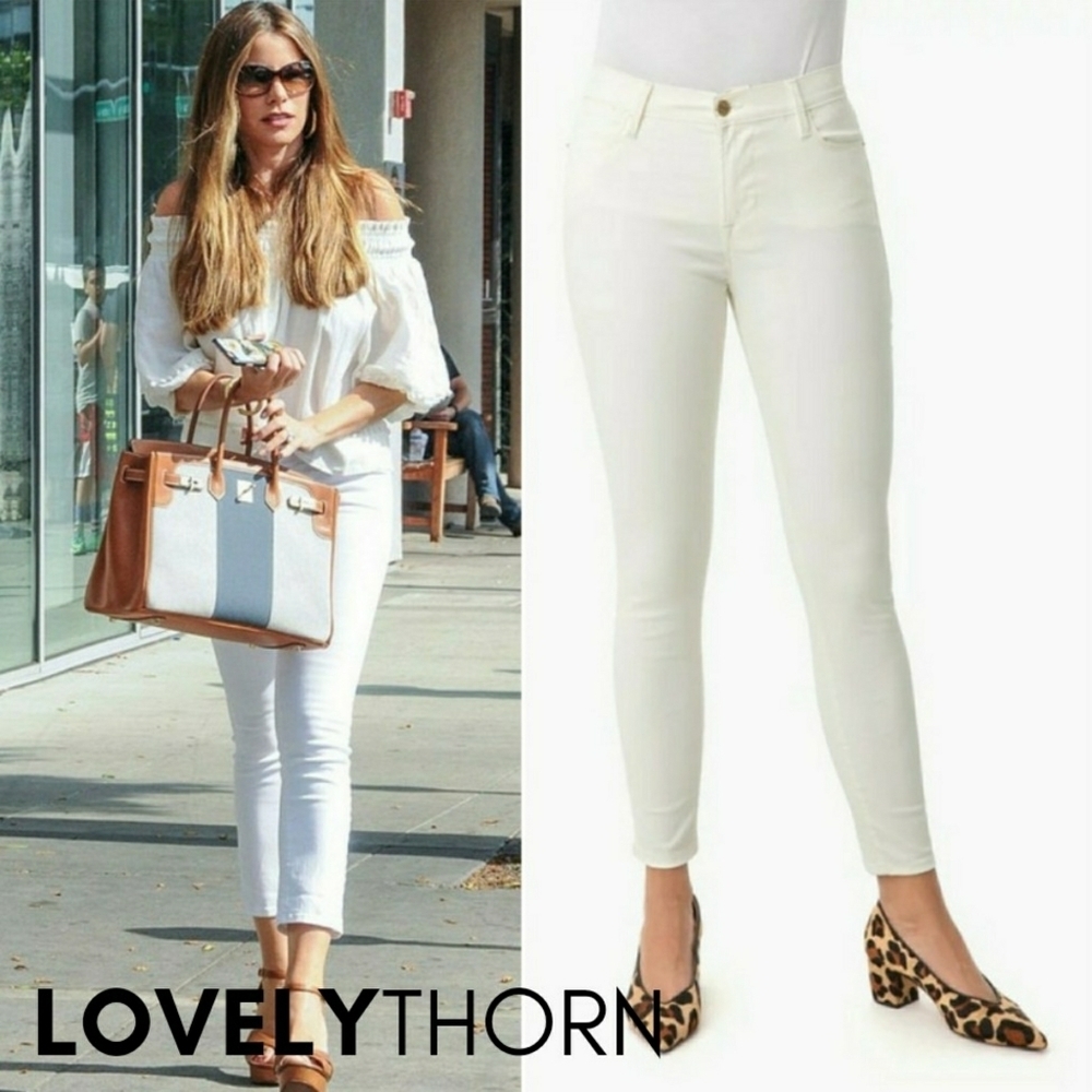 FRAME // le high skinny coated off white jeans